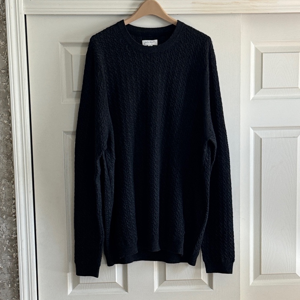 Nordstrom Textured Black Crewneck Sweater cashmere